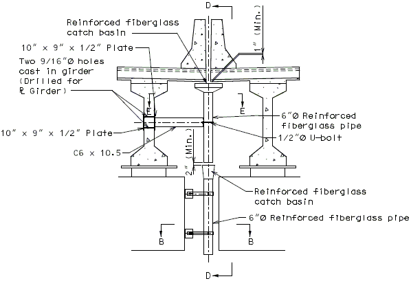 751.13 Strip Seal Expansion Joint System- Three Piece Drain System Split Median Barrier Curb at Int Bent- Option 3- Section Thru Joint.gif