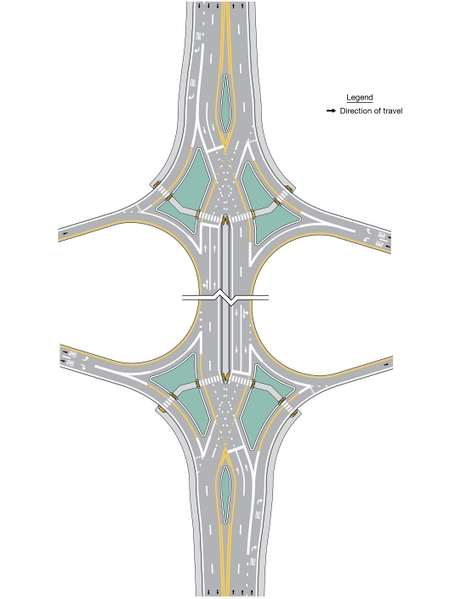 File:Figure 620.2.30 Example of Pavement Markings for a Diverging Diamond Interchange with a Transposed Alignment Crossroad.jpg