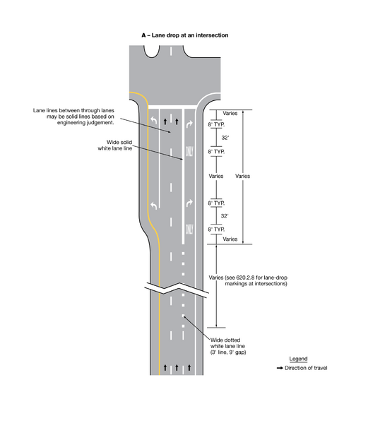 File:Figure 620.2.8.4.1 Examples of Applications of Conventional Road Lane-Drop Markings (Sheet 1 of 2).png